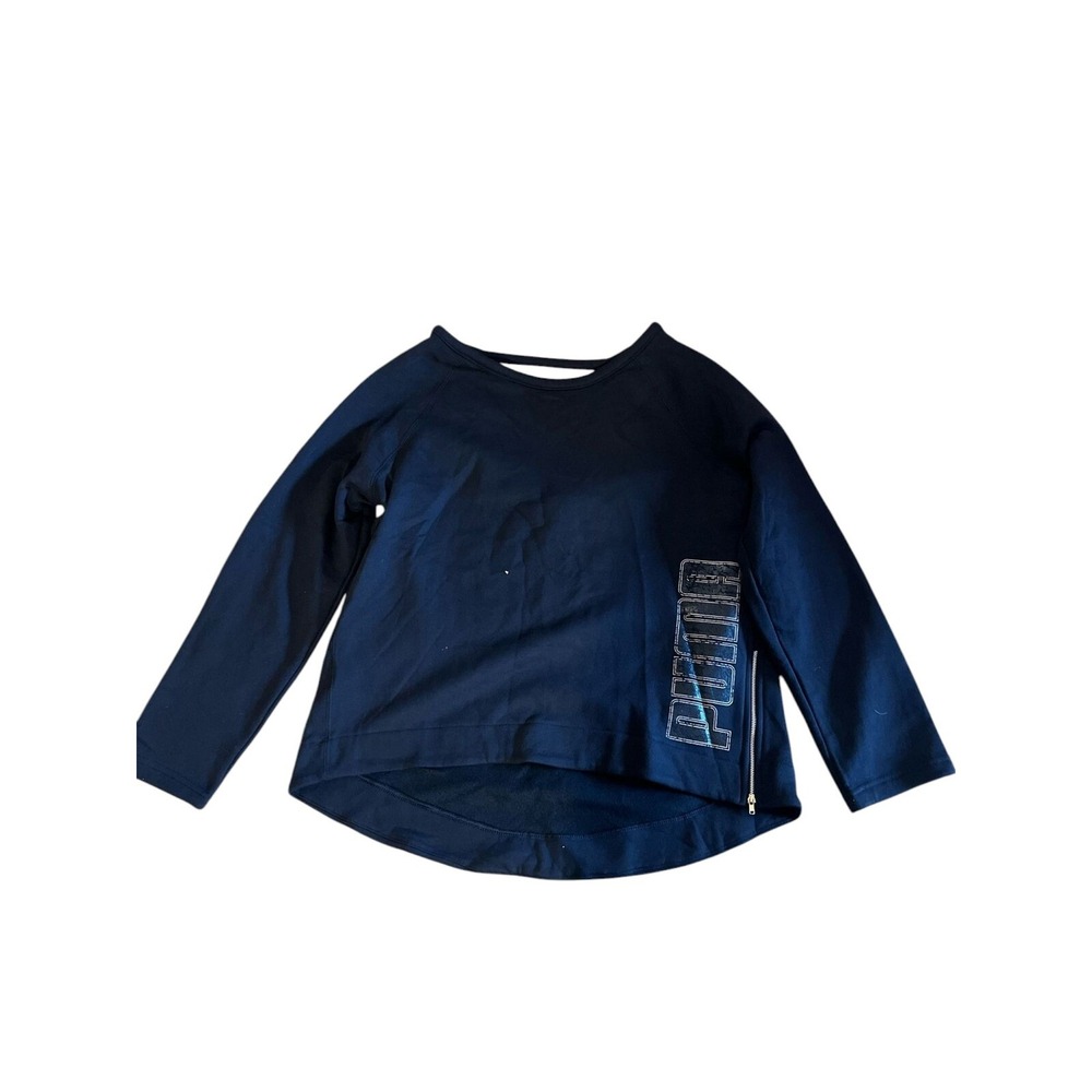 Puma Sweatshirt Pullover Long Sleeve Athleisure Zipper Detail Black M‎